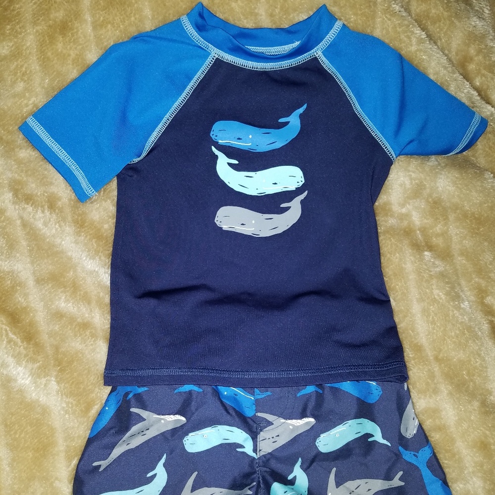 Cat & Jack 18M boy's rashguard & shorts